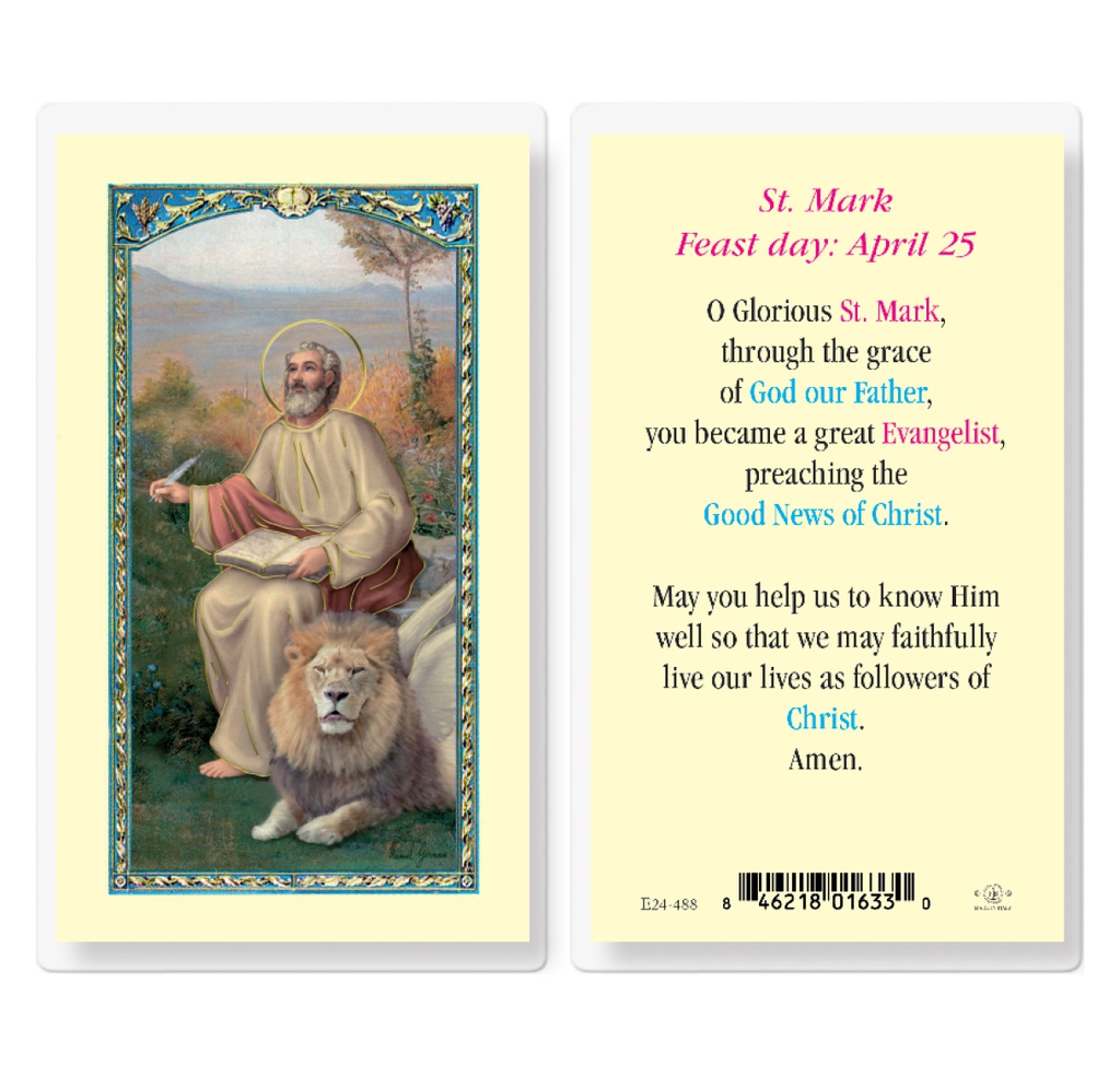 Saint Mark Laminated Holy Card