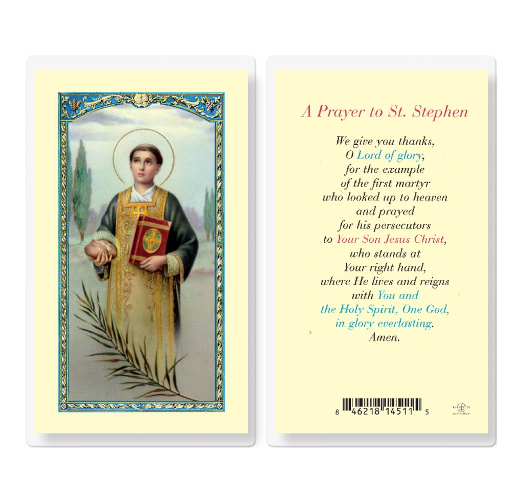 Saint Stephen Laminated Holy Card