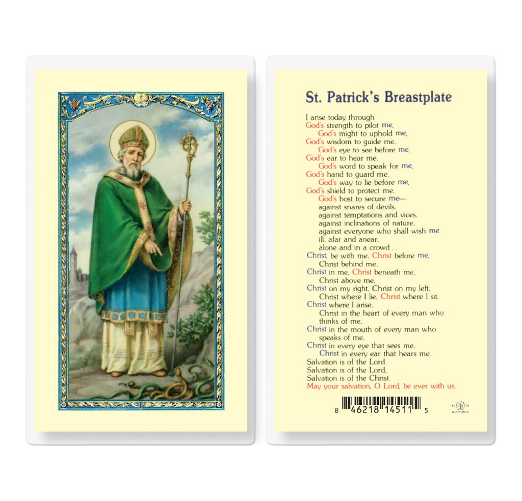 Saint Patrick"s Breastplate Laminated Holy Card