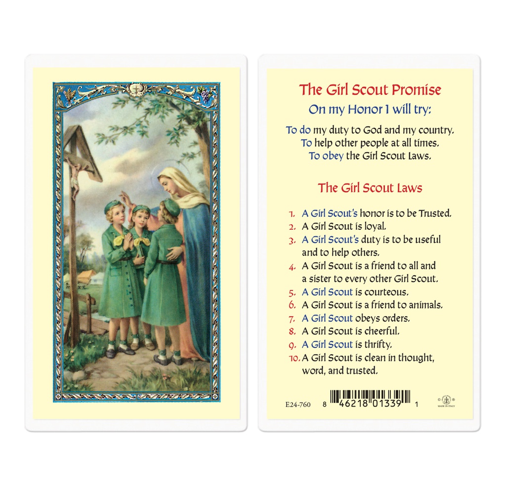 The Girl Scout Promise Laminated Holy Card