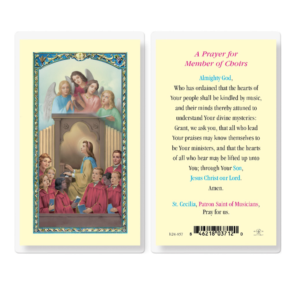 Saint Cecilia a Prayer for Church Choir Laminated Holy Card