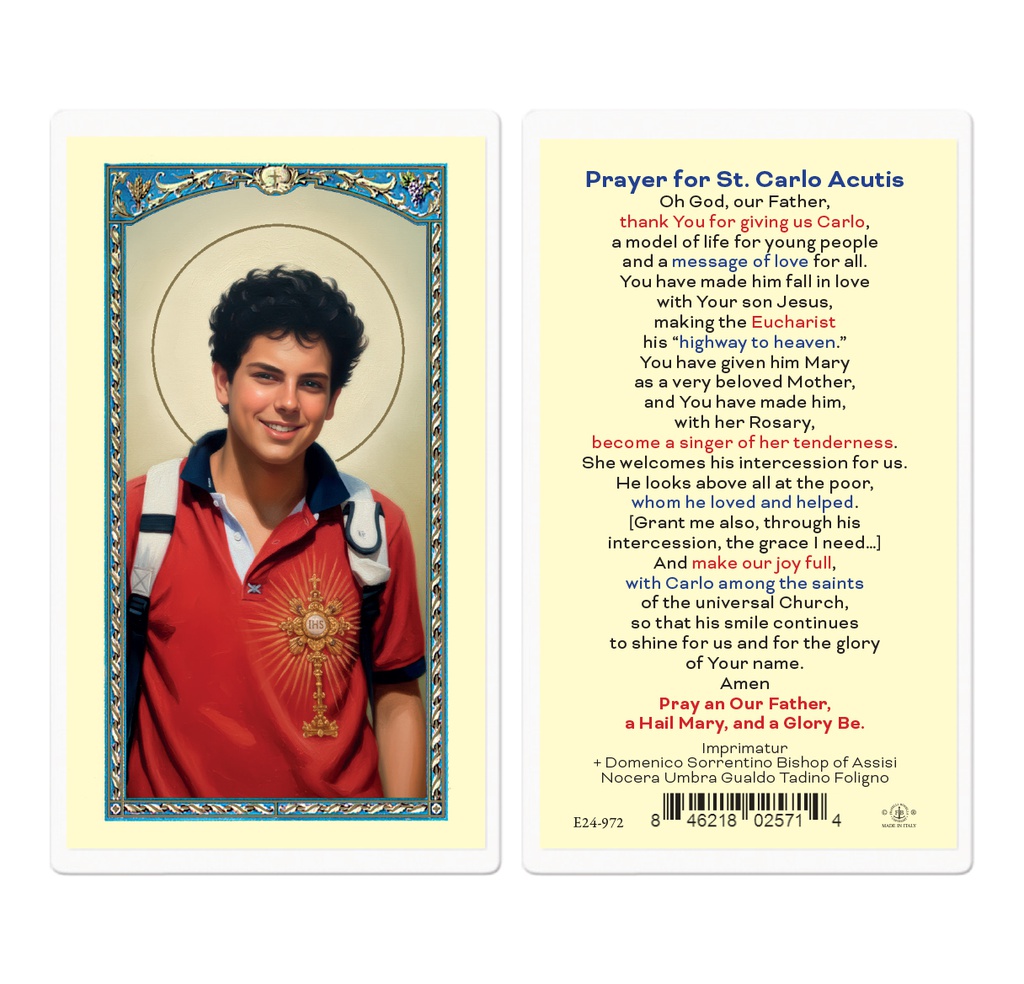 Prayer for Carlo Acutis Laminated Holy Card