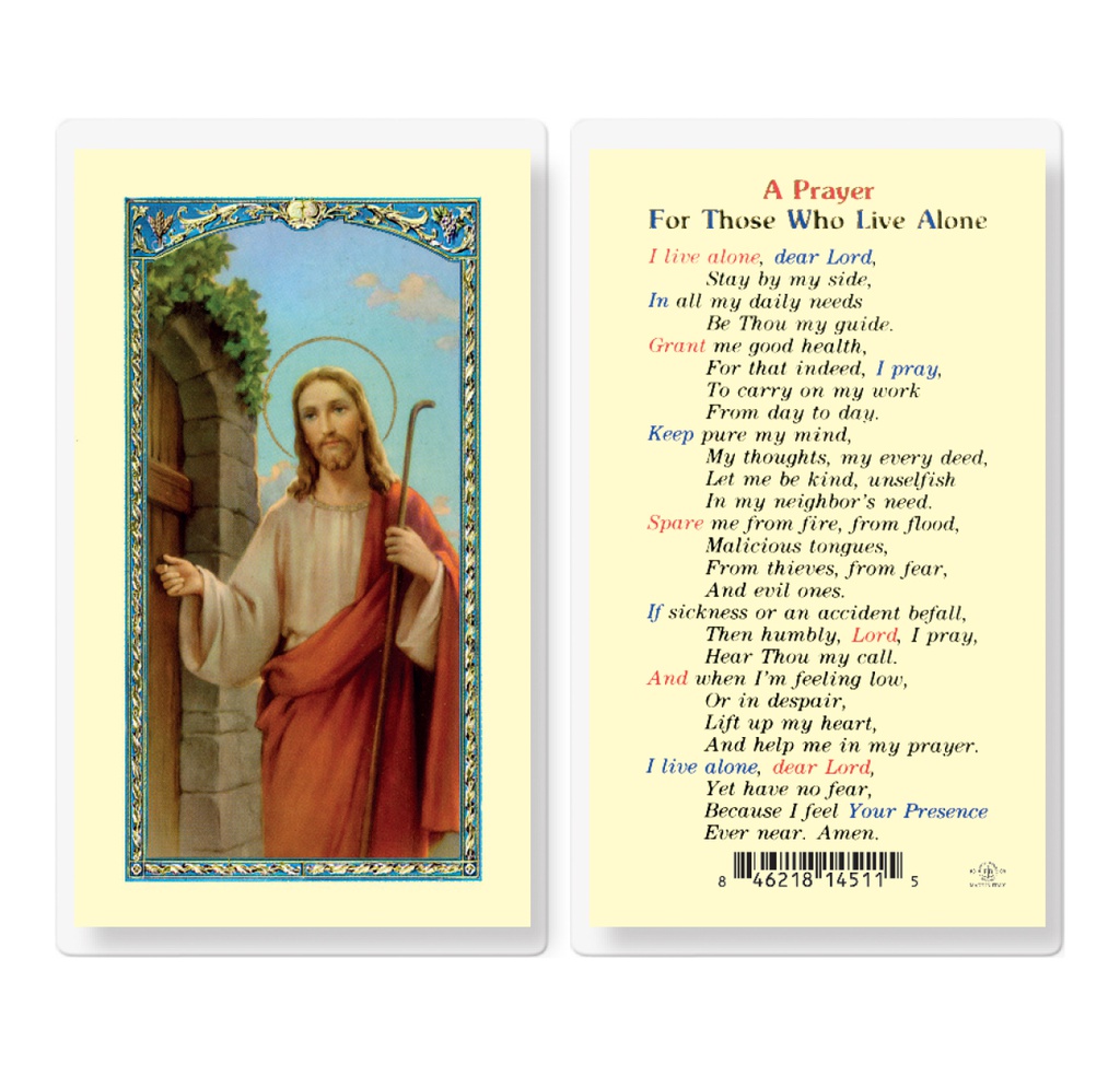 Prayer for Those Who Live Alone Laminated Holy Card
