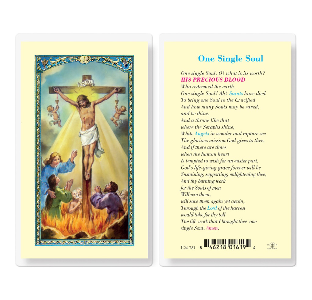 One Single Soul Laminated Holy Card