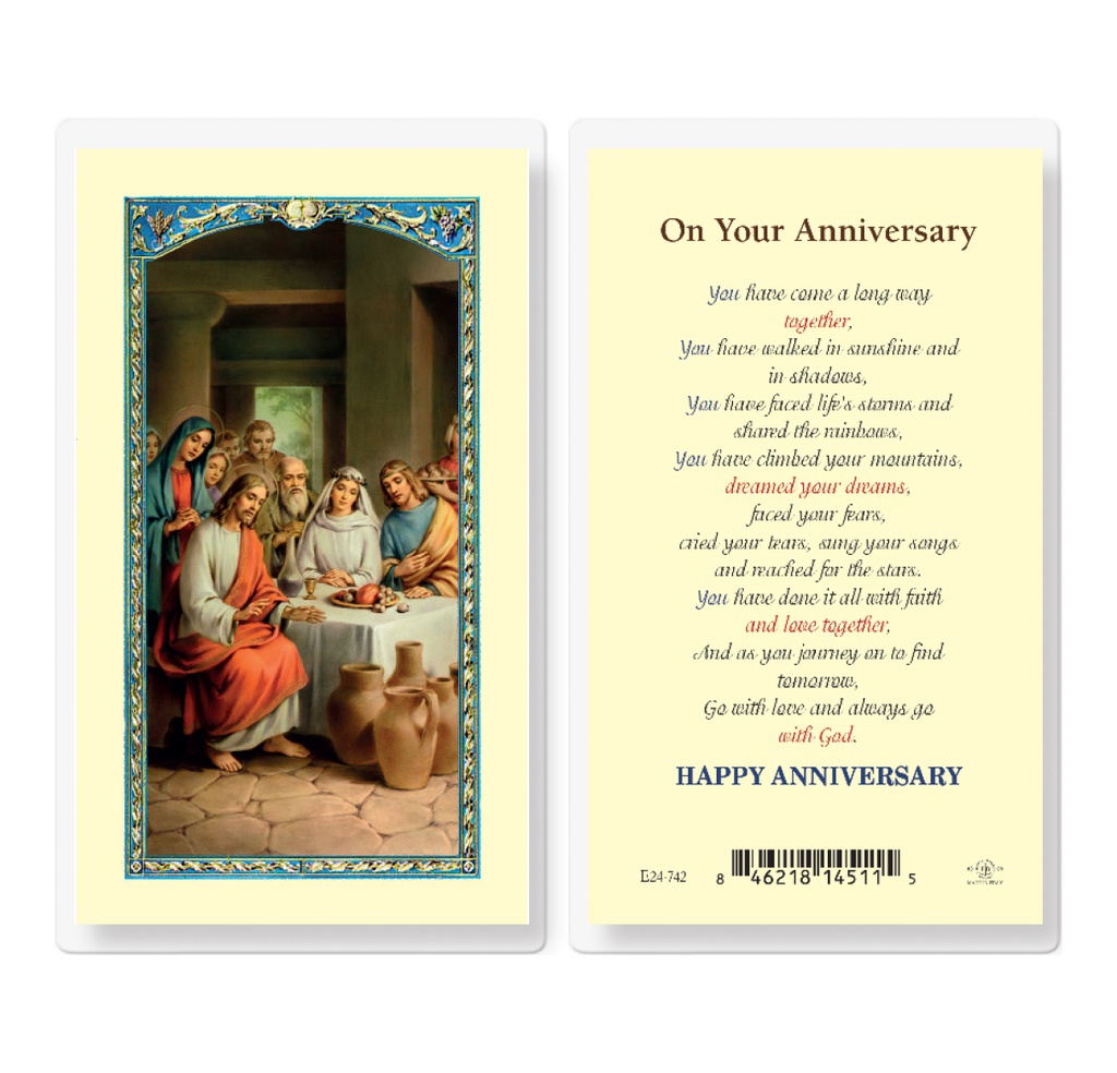 On Your Anniversary Laminated Holy Card