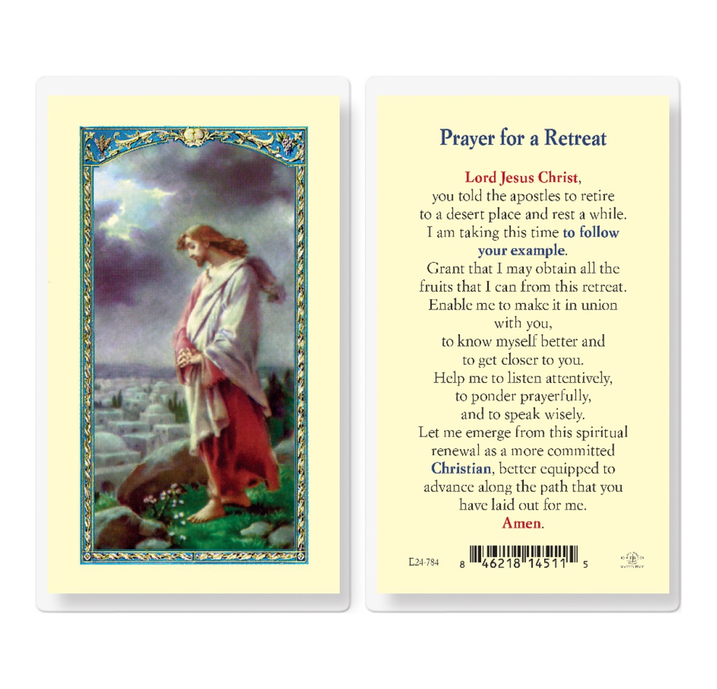 Prayer for Retreat Laminated Holy Card