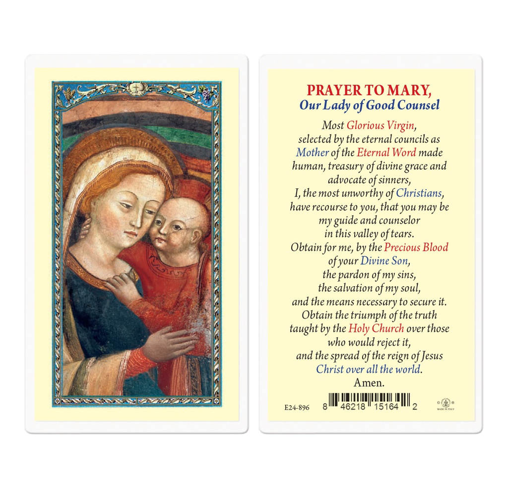 Our Lady of Good Council Laminated Holy Card