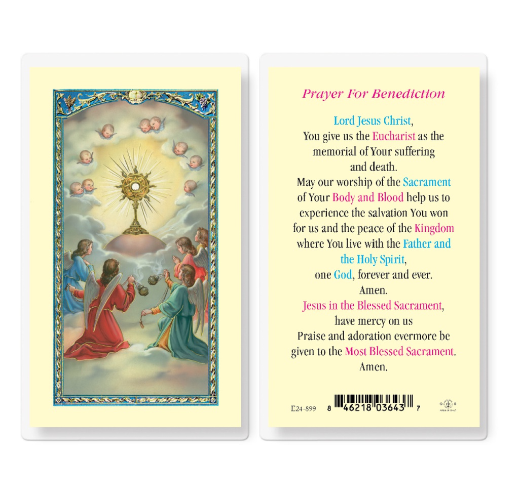 Prayer for Benediction Laminated Holy Card