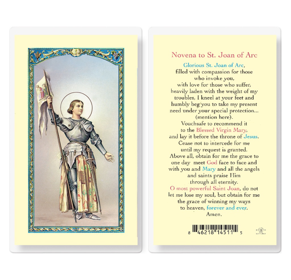 Saint Joan of Arc Novena Laminated Holy Card