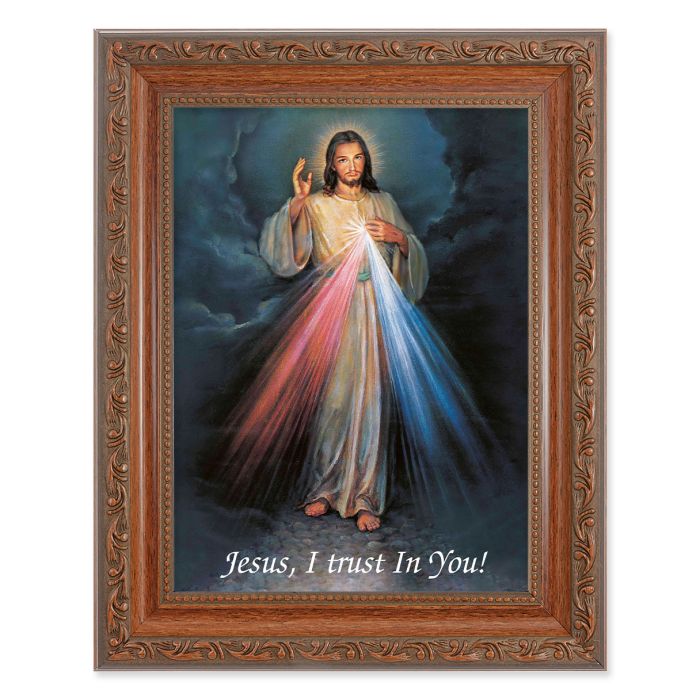 8 1/4" x 10 1/4" Ornate Wood Frame with a 6" x 8" Divine Mercy Print