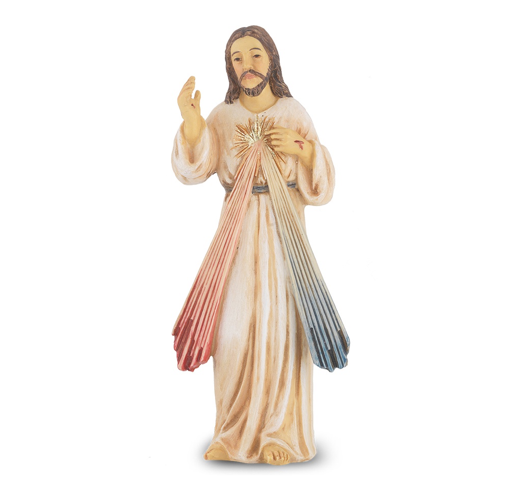4" Cold Cast Resin Hand Painted Statue of Divine Mercy 