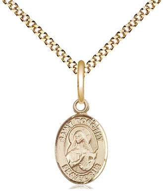 14kt Gold Filled Saint Dorothy Pendant on a 18 inch Gold Plate Light Curb chain