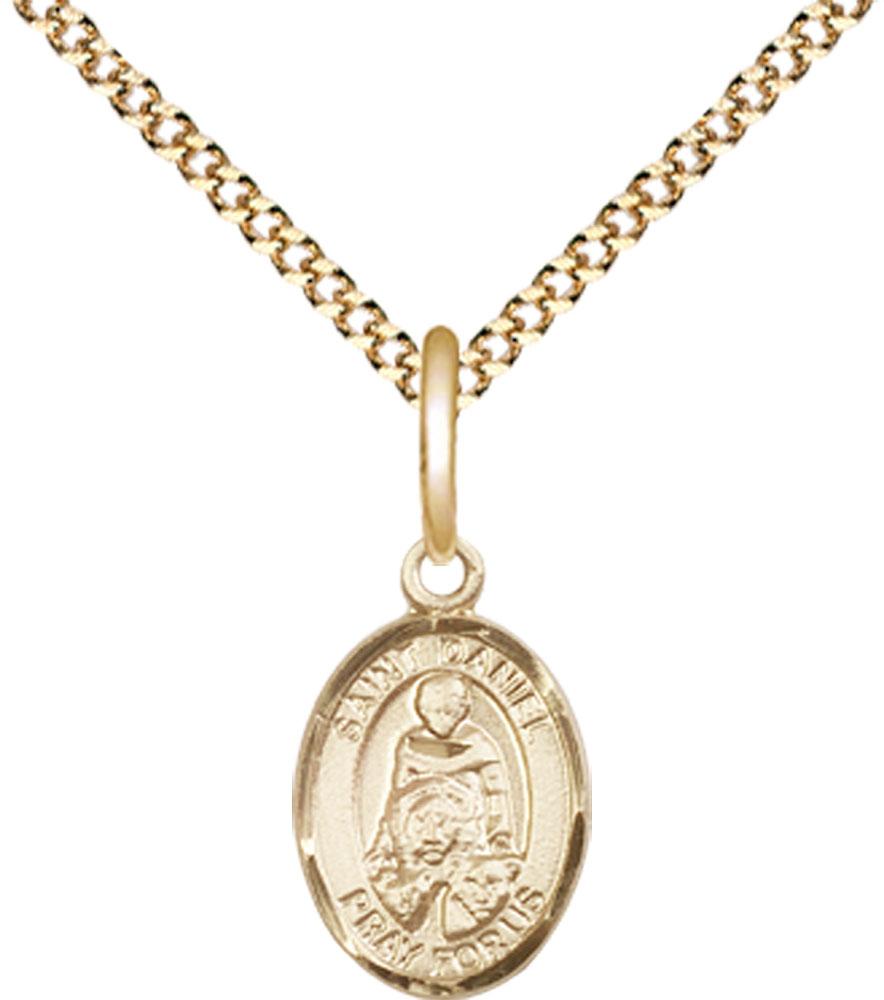14kt Gold Filled Saint Daniel Pendant on a 18 inch Gold Plate Light Curb chain