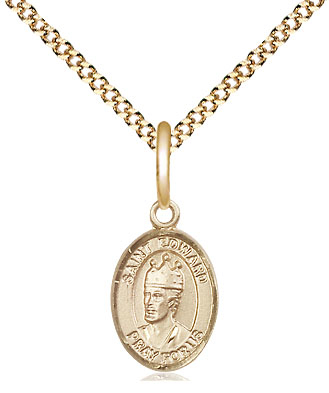 14kt Gold Filled Saint Edward the Confessor Pendant on a 18 inch Gold Plate Light Curb chain