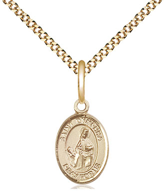 14kt Gold Filled Saint Dymphna Pendant on a 18 inch Gold Plate Light Curb chain