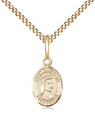 14kt Gold Filled Saint Elizabeth of Hungary Pendant on a 18 inch Gold Plate Light Curb chain