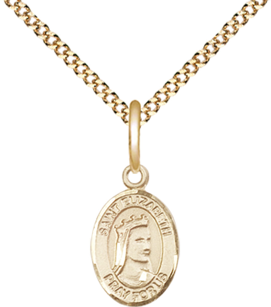 14kt Gold Filled Saint Elizabeth of Hungary Pendant on a 18 inch Gold Plate Light Curb chain