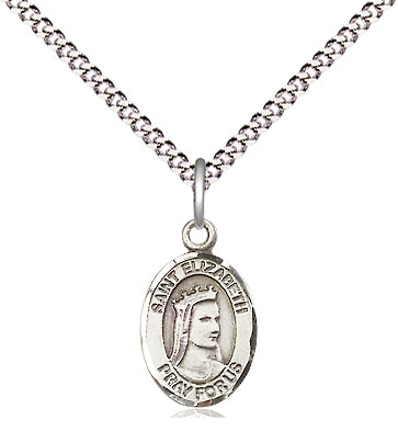 Sterling Silver Saint Elizabeth of Hungary Pendant on a 18 inch Light Rhodium Light Curb chain