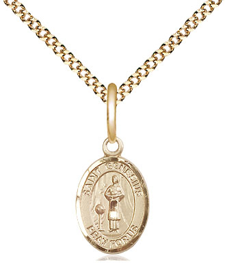 14kt Gold Filled Saint Genesius of Rome Pendant on a 18 inch Gold Plate Light Curb chain