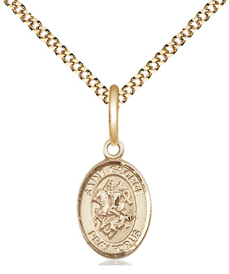 14kt Gold Filled Saint George Pendant on a 18 inch Gold Plate Light Curb chain