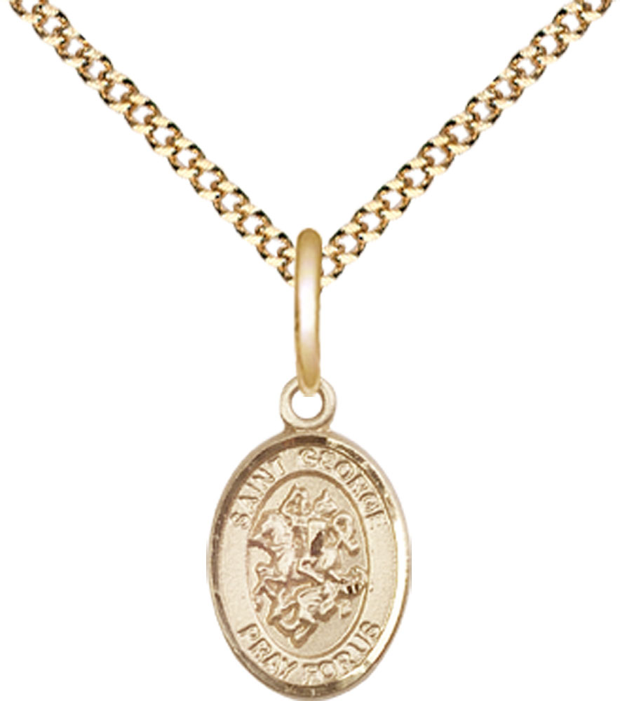 14kt Gold Filled Saint George Pendant on a 18 inch Gold Plate Light Curb chain