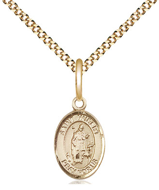 14kt Gold Filled Saint Hubert of Liege Pendant on a 18 inch Gold Plate Light Curb chain