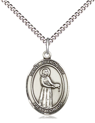Sterling Silver Saint Petronille Pendant on a 18 inch Light Rhodium Light Curb chain