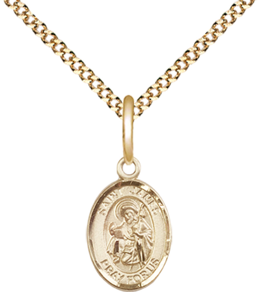 14kt Gold Filled Saint James the Greater Pendant on a 18 inch Gold Plate Light Curb chain