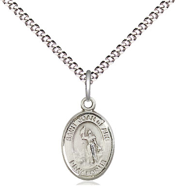 Sterling Silver Saint Joan of Arc Pendant on a 18 inch Light Rhodium Light Curb chain