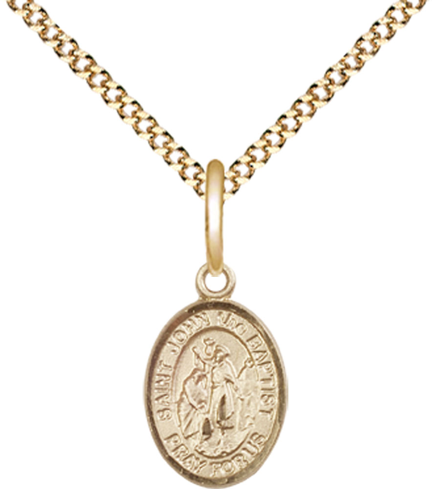 14kt Gold Filled Saint John the Baptist Pendant on a 18 inch Gold Plate Light Curb chain