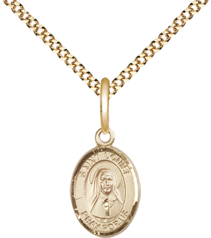 14kt Gold Filled Saint Louise de Marillac Pendant on a 18 inch Gold Plate Light Curb chain