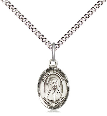 Sterling Silver Saint Louise de Marillac Pendant on a 18 inch Light Rhodium Light Curb chain