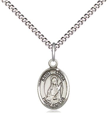 Sterling Silver Saint Lucia of Syracuse Pendant on a 18 inch Light Rhodium Light Curb chain