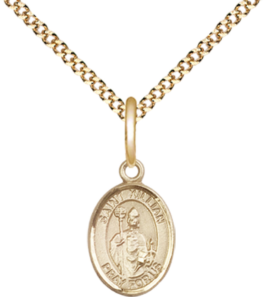 14kt Gold Filled Saint Kilian Pendant on a 18 inch Gold Plate Light Curb chain