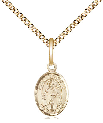 14kt Gold Filled Saint Nicholas Pendant on a 18 inch Gold Plate Light Curb chain