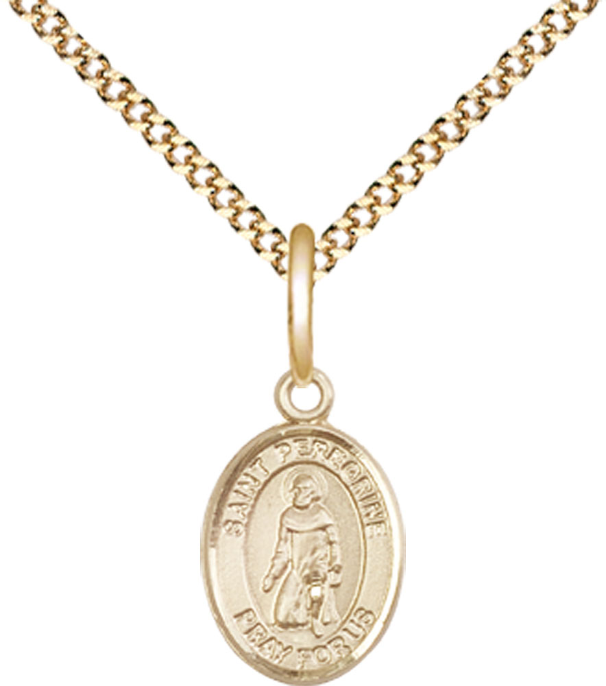 14kt Gold Filled Saint Peregrine Laziosi Pendant on a 18 inch Gold Plate Light Curb chain