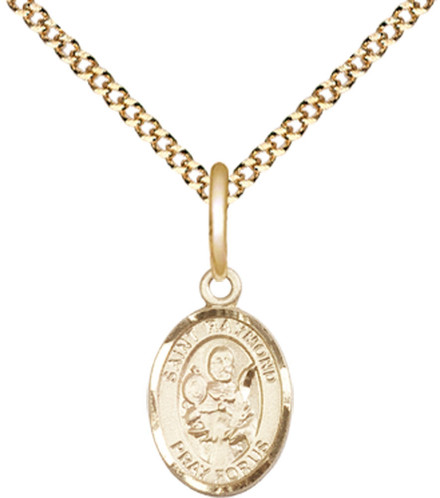14kt Gold Filled Saint Raymond Nonnatus Pendant on a 18 inch Gold Plate Light Curb chain