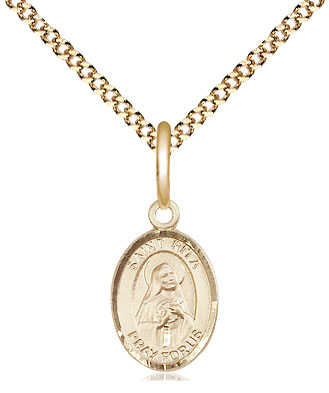 14kt Gold Filled Saint Rita of Cascia Pendant on a 18 inch Gold Plate Light Curb chain