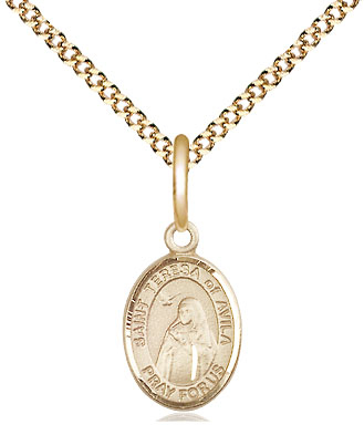 14kt Gold Filled Saint Teresa of Avila Pendant on a 18 inch Gold Plate Light Curb chain
