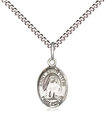 Sterling Silver Saint Edith Stein Pendant on a 18 inch Light Rhodium Light Curb chain
