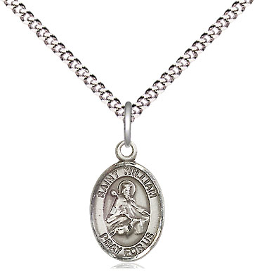 Sterling Silver Saint William of Rochester Pendant on a 18 inch Light Rhodium Light Curb chain