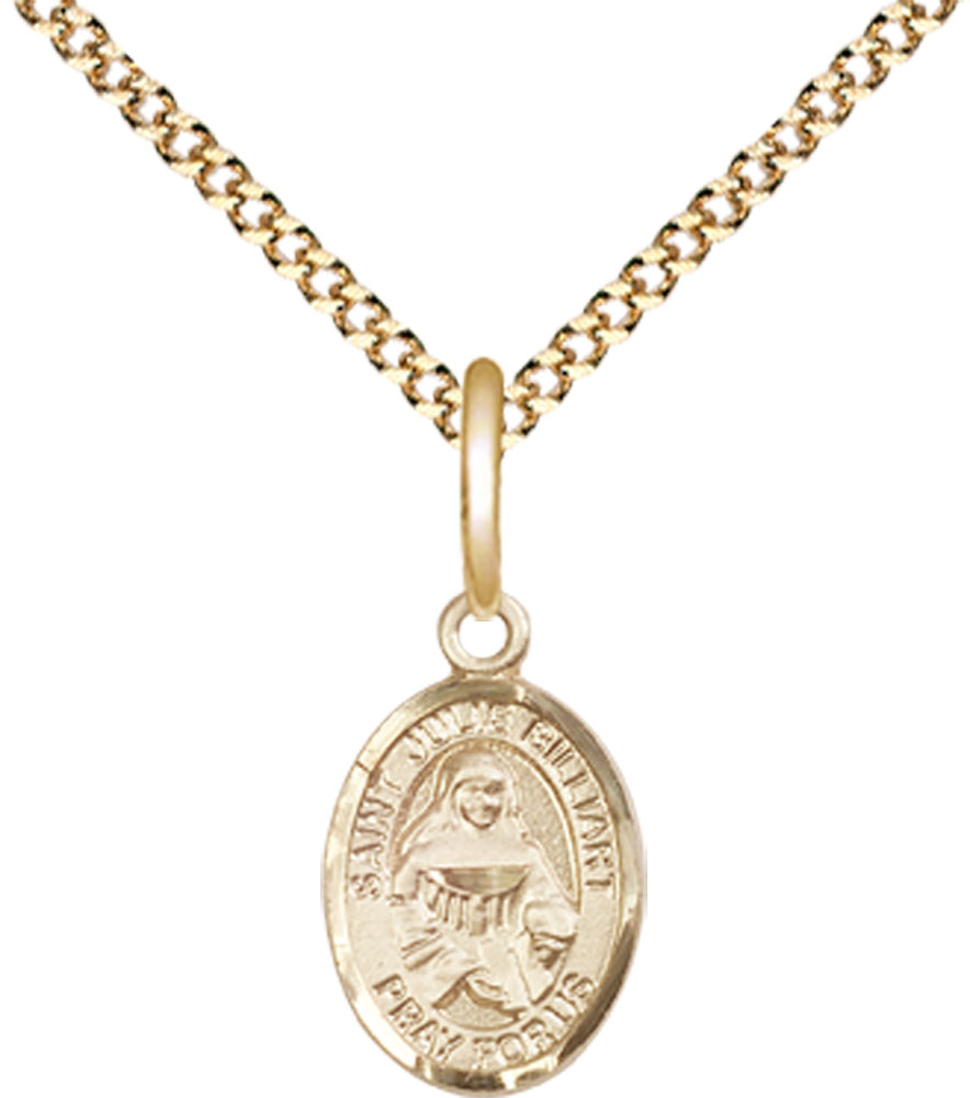 14kt Gold Filled Saint Julie Billiart Pendant on a 18 inch Gold Plate Light Curb chain