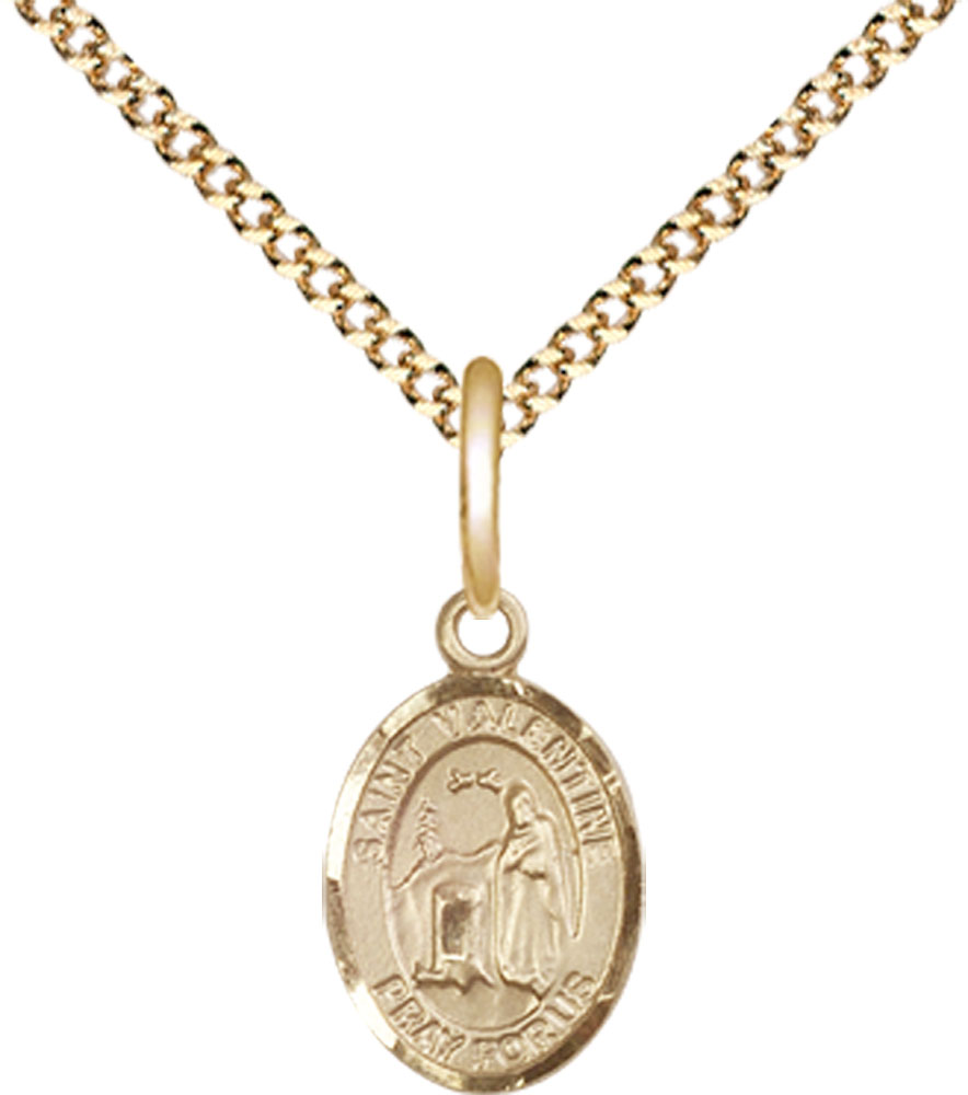 14kt Gold Filled Saint Valentine of Rome Pendant on a 18 inch Gold Plate Light Curb chain