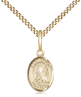 14kt Gold Filled Saint Brigid of Ireland Pendant on a 18 inch Gold Plate Light Curb chain