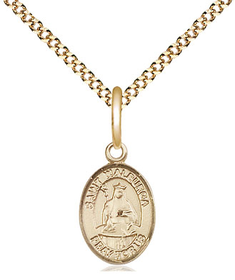 14kt Gold Filled Saint Walburga Pendant on a 18 inch Gold Plate Light Curb chain