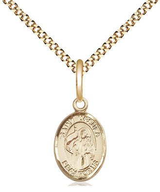 14kt Gold Filled Saint Ursula Pendant on a 18 inch Gold Plate Light Curb chain