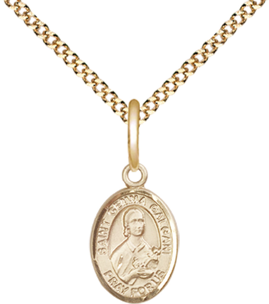 14kt Gold Filled Saint Gemma Galgani Pendant on a 18 inch Gold Plate Light Curb chain