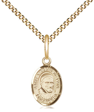 14kt Gold Filled Saint Vincent de Paul Pendant on a 18 inch Gold Plate Light Curb chain