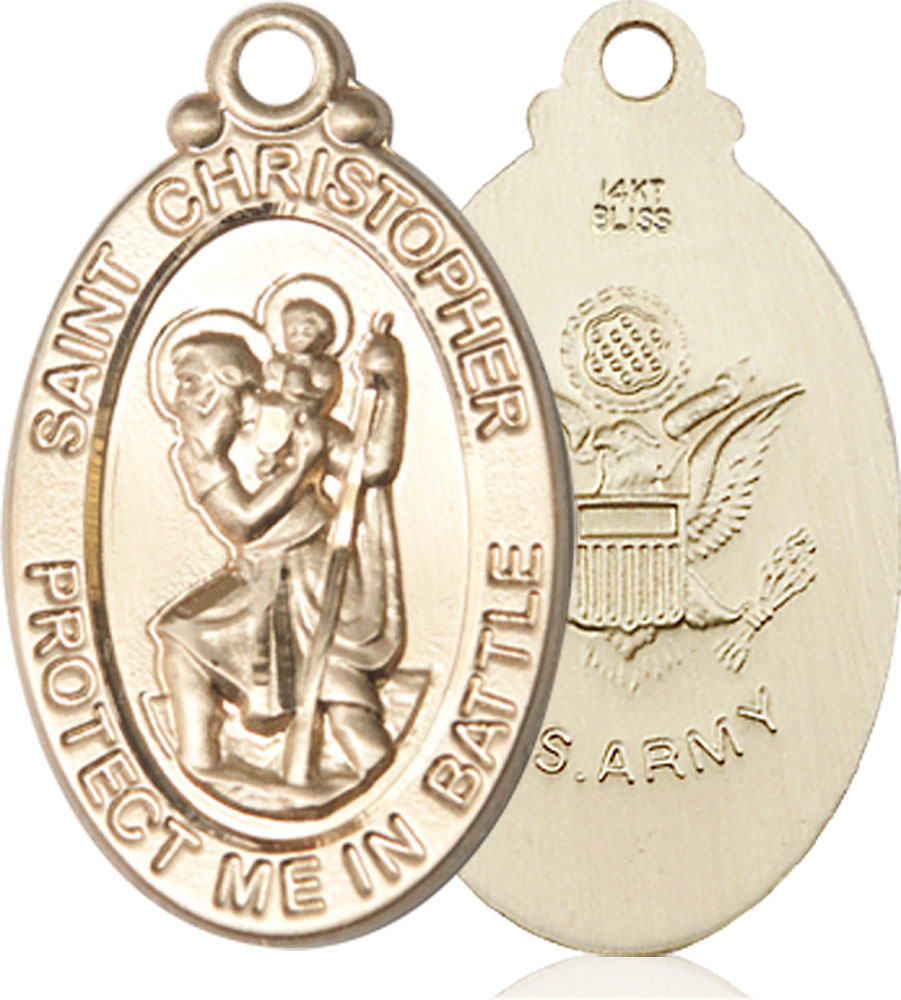 14kt Gold Saint Christopher Army Medal