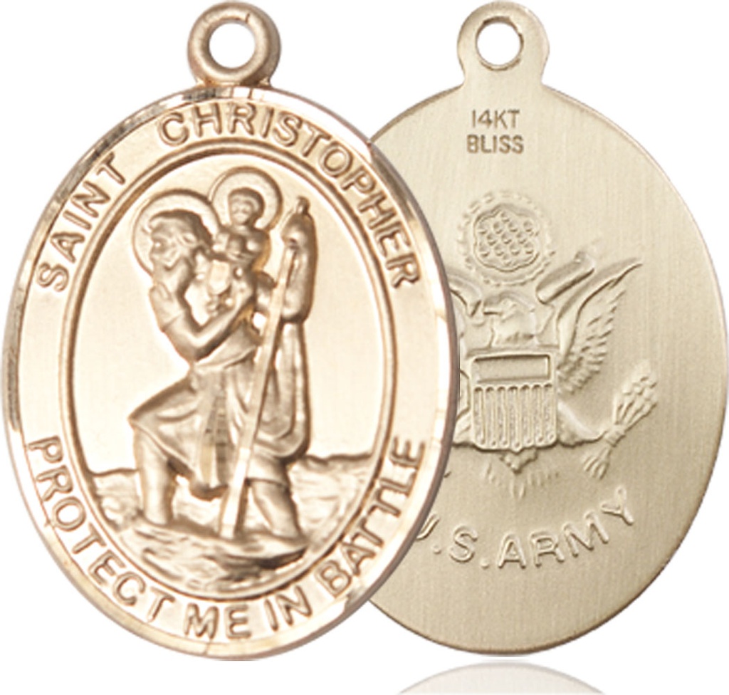 14kt Gold Saint Christopher Army Medal